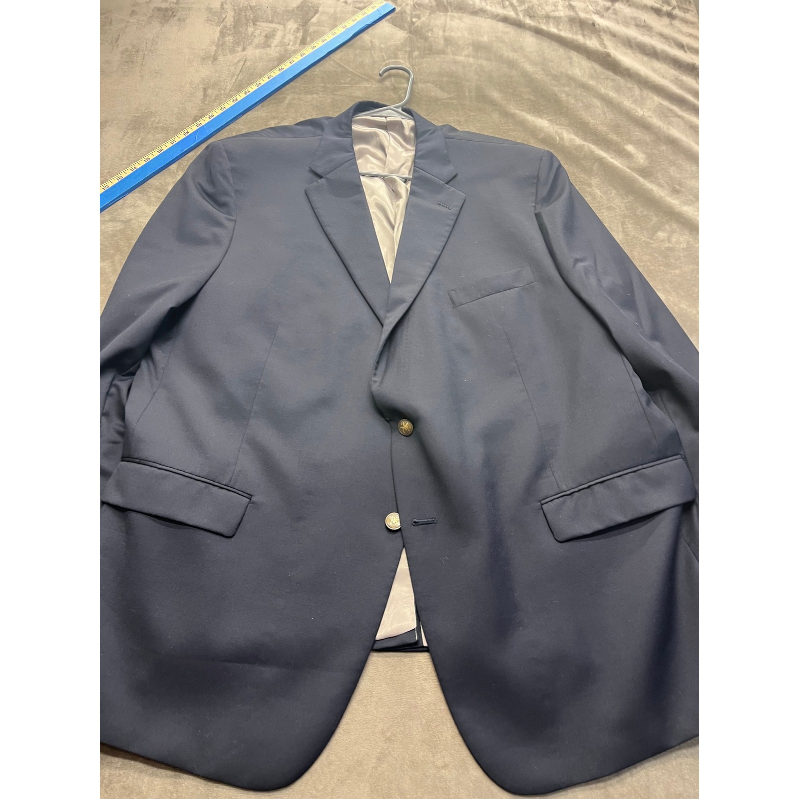 Hart Schaffner Marx Mens Navy Blue Blazer Sport Coat Gold Crest Buttons 54r